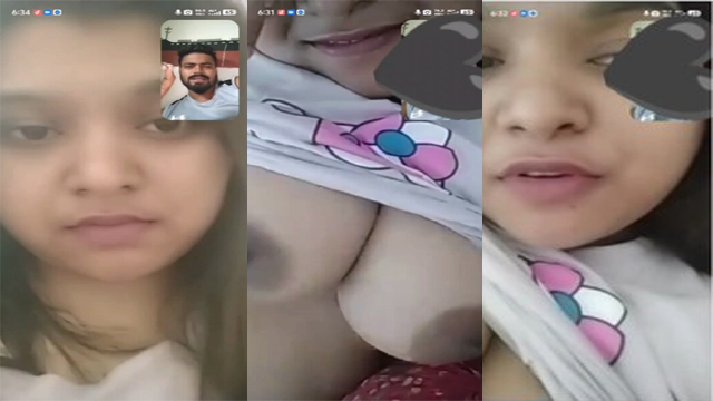 Cute Girl Shoing BigBoobs With Bf